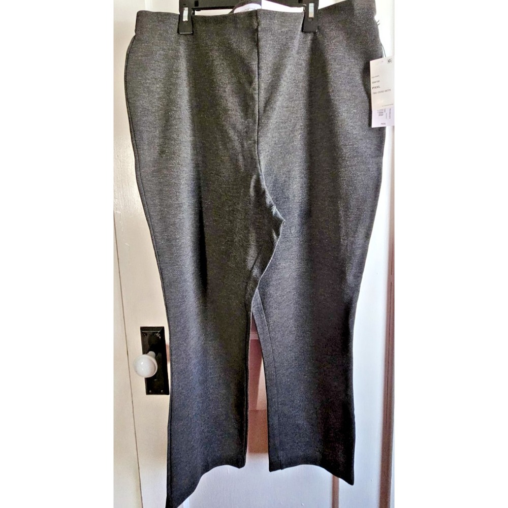 NWT LIZ claib PULL-ON NO GAP mid Rise waistband charcoal grey pant woman Sz PXXL